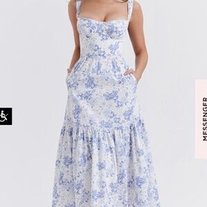 House of CB ‘Elia’ Blue print Midi Sundress